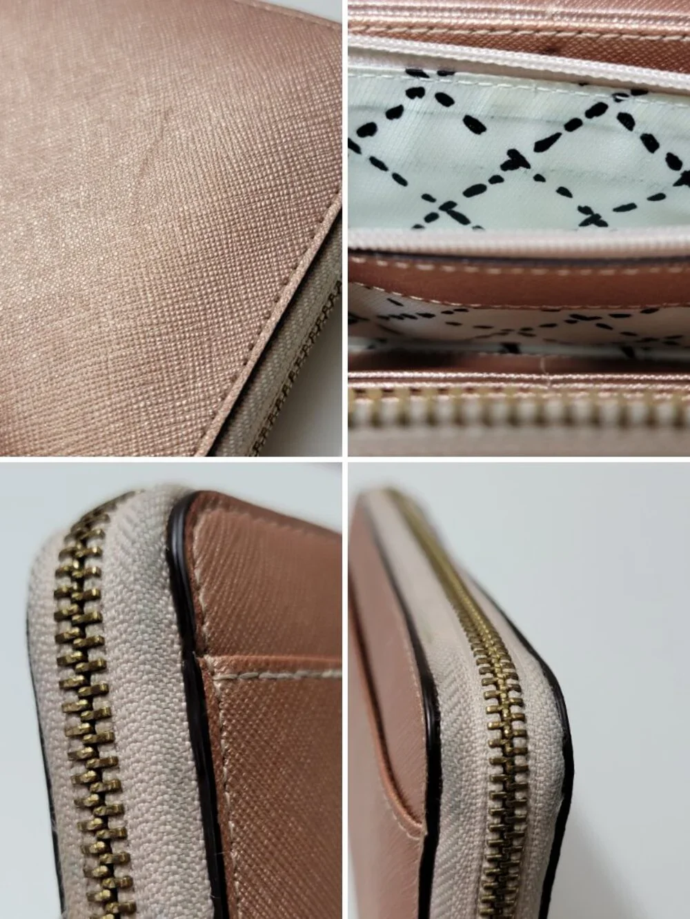 Kate Spade New York Neda Laurel Way Metallic Rose Gold Zip Around Wallet - Picture 8 of 8